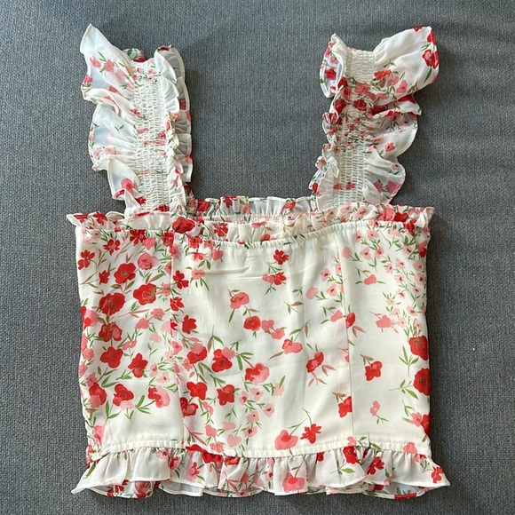 Sugarlips Pleated Floral Tank Top Size XS - Picture 4 of 6